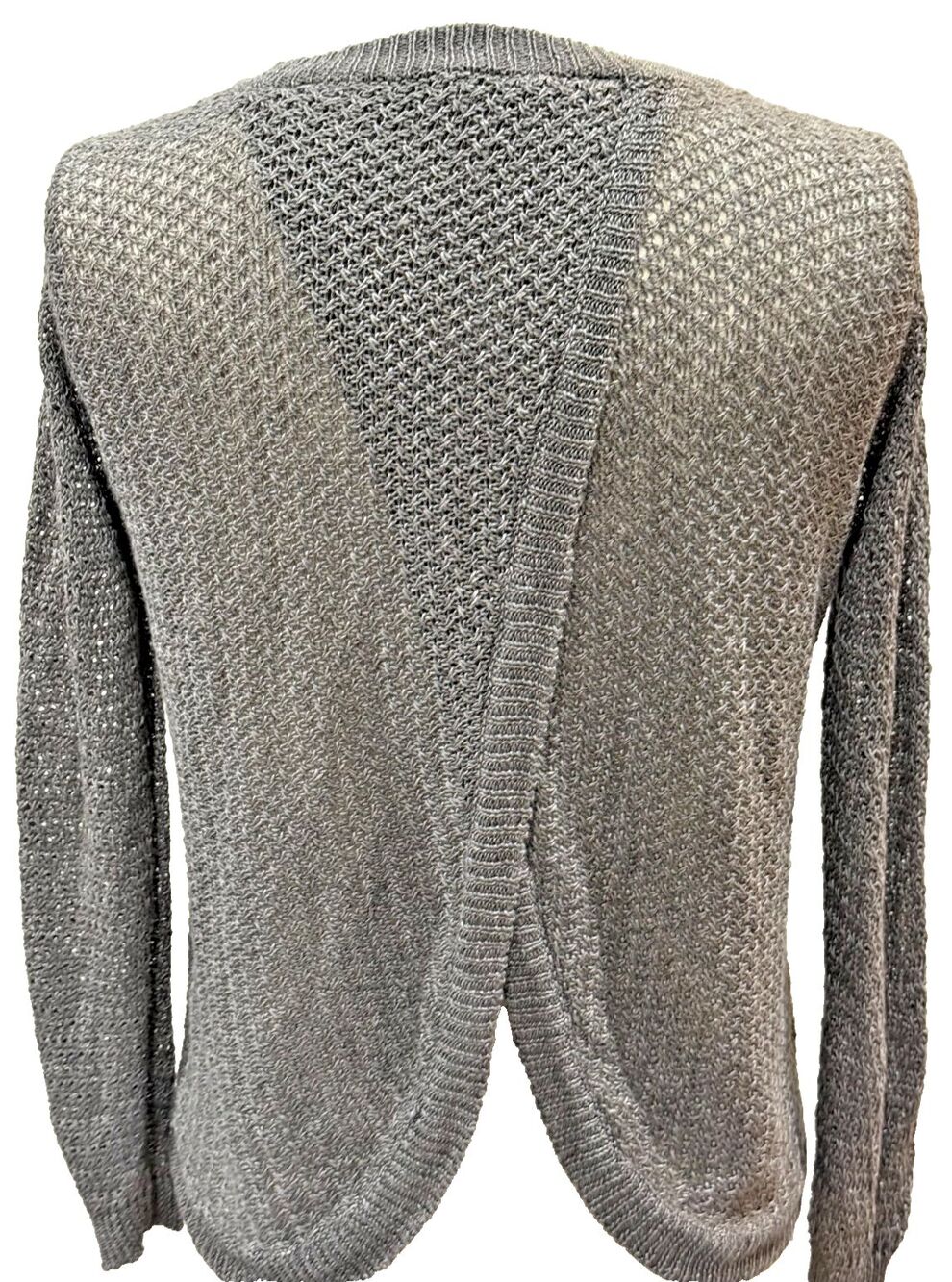 MARGARET O'LEARY women’s 100% linen Sz small Wrap Back Pullover in Graphite EUC